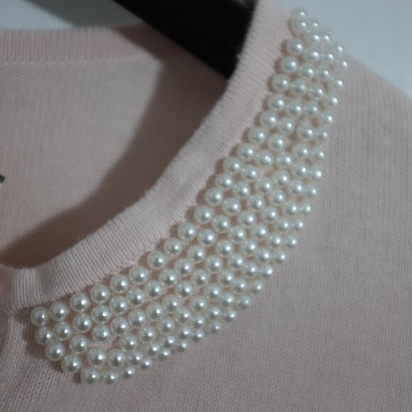 COPY - Children's place Girls pink cardigan with faux pearl neckline collar Pin… - Picture 5 of 9